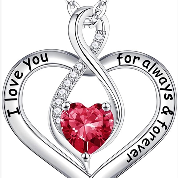 Love Heart Necklace Gifts! Birthstone Necklace I Love You Always and Forever - Picture 2 of 3